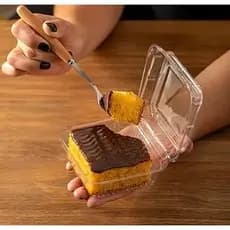 Embalagem Doce Quadrado Para Bolo Brownie Sobremesa Tampa Articulada 200ml JF650