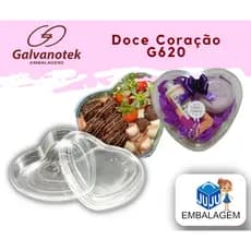 10un Embalagem Doce Coração Ideal Premium Com Tampa Galvanotek G620- 260ml