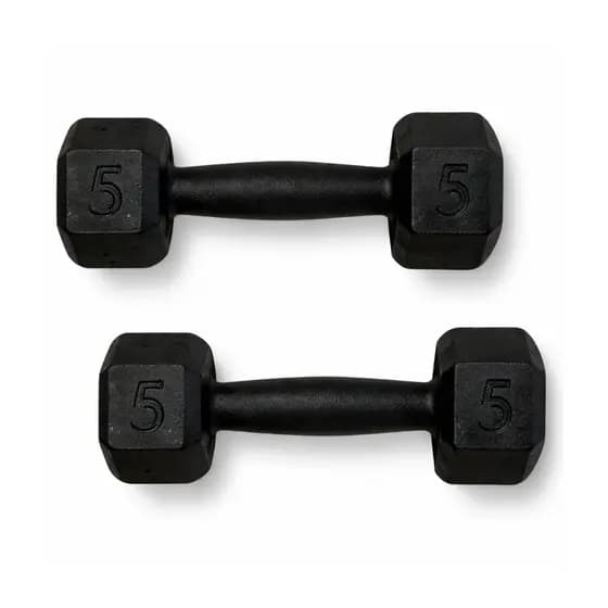 Kit Par Halter 5 Kg Sextavado Pintado - Peso De Academia