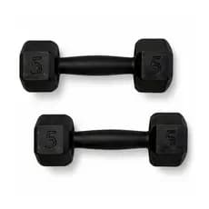 Kit Par Halter 5 Kg Sextavado Pintado - Peso De Academia