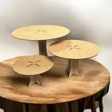 Trio de Boleira Para Decoração de Festas Porta Doces em MDF Com Encaixes