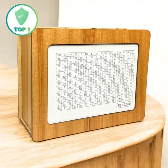 Cofre Marrom Woodbox 1000 5000 10000 Metodo Japones Para Economizar e Guardar Dinheiro