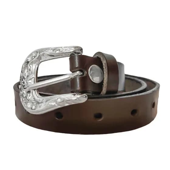 Cinto Country Infantil Liso em Couro com Fivela de Metal Americana Artesanal