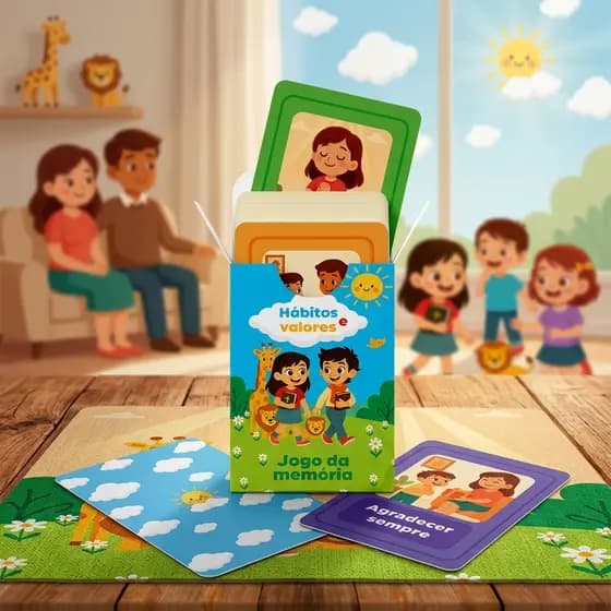 Jogo da Memória Para Crianças e Família Sobre Hábitos e Valores - Brinquedo Educativo Cristão - Penkal Livros