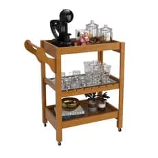 Carrinho de Café Multiuso Server c/ Rodízios Madeira