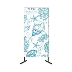Painel Vertical Casadinho 2x1 Coral Fundo do Mar Festa Aniversário Decoração Tecido Veste Fácil
