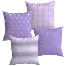 Kit Capas Almofada Xadrez Lilás Rosa Decorativa Sofá Sala 45x45 Zíper Invisível Estampada Quarto