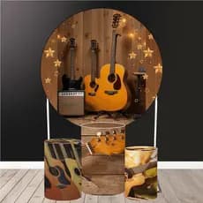 Painel Redondo Violão Com Capas de Trio Cilindro