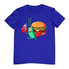 camiseta infantil juvenil , 100% algodão estampada bob esponja plankton menino estampa de alta qualidade tamanho 2 4 6 8 10 12 14 16
