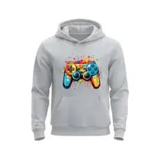 Blusa Moletom Jogo Controle Vídeo Game Canguru Com Bolso e Capuz Infantil e Adulto