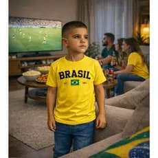 Camiseta Infantil Juvenil Brasil copa Varias cores Personalizada com Nome Envio Imediato
