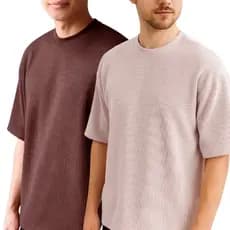 Kit 2 Camisa Oversized Texturizada RelaxMax Masculina Casual