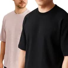 Kit 2 Camiseta Oversized Texturizada Casual Básica Lisa Reta