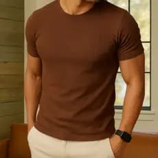 Camiseta Texturizada Casual Básica Reta Texturizada Malha Premium