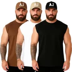 Kit 3 Camiseta Regata Oversized Masculina Academia Machão Treino Longline Lisa