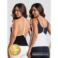 Kit 2 Regatas Femininas Fitness Com Decote Fio Nas Costas Tecido Leve Secagem Rápida