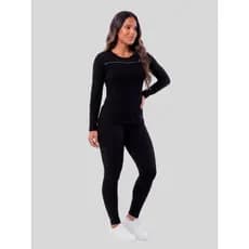 Conjunto Fitness Feminino Blusa Térmica e Legging Peluciada Preta