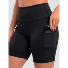 Bermuda Feminina De Corrida Com Bolso Para Celular e Chave Detalhes Refletivos Preto