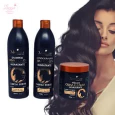 Kit Crina e Cauda Estimula o Crescimento dos Fios Maycrene 500ml  (Shampoo, Condicionador e Máscara)