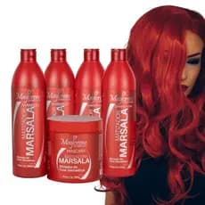 Kit Maycrene Matizador Marsala (2 Shamp, 2 Cond E 1 Másc) 5x500ml Realce de Tons Vermelhos