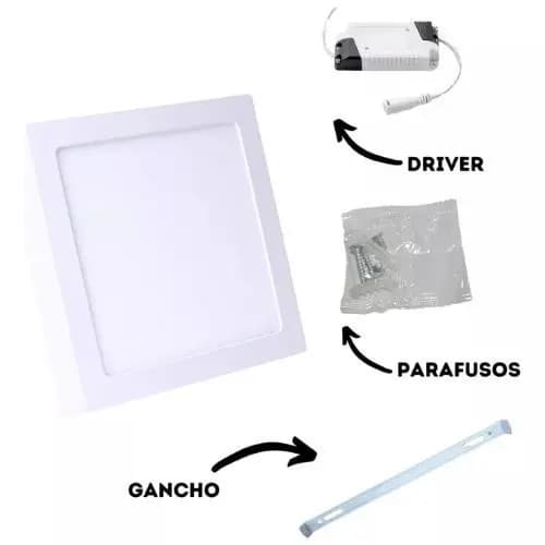 Plafon Led Quadrado Sobrepor 17x17 Painel 12w 6500k Avant