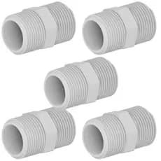 Kit 5 Niple Tigre PVC Roscável para Água Fria 1/2 " Branco 20mm