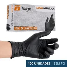 Luva Nitrílica Preta Talge Sem Pó 100un Descartável Profissional Cozinha Estética
