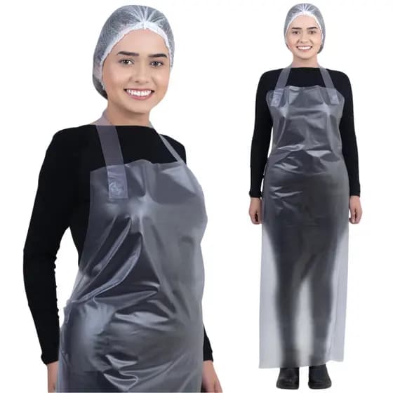 Kit 10 Avental Impermeável Vinil Transparente Açougue Cozinha 60x110cm Cordão de Fitilho Prevemax