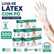 Luva Látex Com Pó Inoven CA 45332 Kit 500 Unidades Uso Geral Descartável