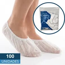 Propé Descartável TNT branco 100un Anvisa C/ Elástico EPI Profissional Clinica Cozinha Hospitalar
