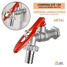 Torneira Jardim Metal Esfera 1/2x3/4 com Porta Cadeado Parede Externa