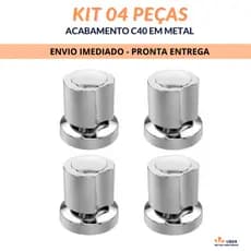 Kit 4 peças - Acabamento C40 METAL Luxo Para Registro Chuveiro 1/2 ou 3/4 Pol Pressão Gaveta Banheiro (PADRÃO DECA)