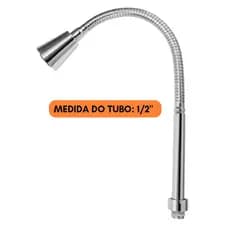 Tubo Flexível Gourmet CONE Cromado para Torneira - Arejador 2 Jatos ***(MEDIDA DO TUBO 1/2)***