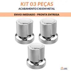 Kit 3 peças - Acabamento C40 METAL Luxo Para Registro Chuveiro 1/2 ou 3/4 Pol Pressão Gaveta Banheiro (PADRÃO DECA)