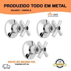 Kit 3 pçs- Acabamento C31 METAL Registro Chuveiro 1/2 ou 3/4' Pressão Gaveta Banheiro (PADRÃO DECA)