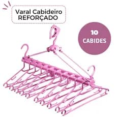 Varal cabideiro Reforçado com 10 cabides