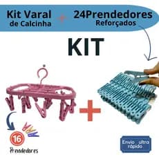 KIT Varal  de Calcinha Reforçado com 16 prendedores mais 24 Prendedor de Roupas - Varal de roupas intimas, calcinha, cuecas, meias - Varal Organizador + 24 pregadores