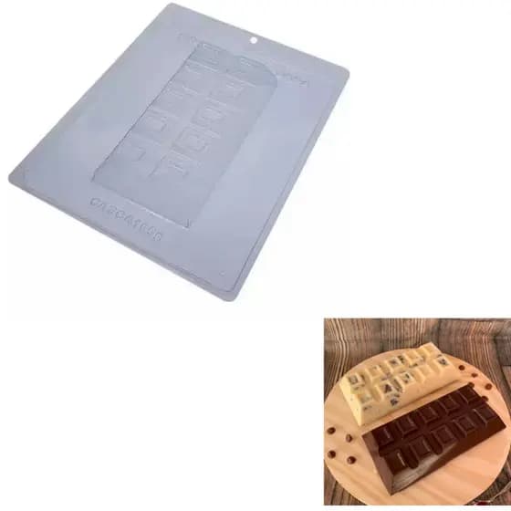 Forma Especial com Silicone 3 partes BWB Cod 9664 Tablete Barra de Chocolate peso médio 300g Pascoa