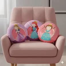 Kit Almofadas Redonda 45x45cm Micropercal - Coleção  Princesas