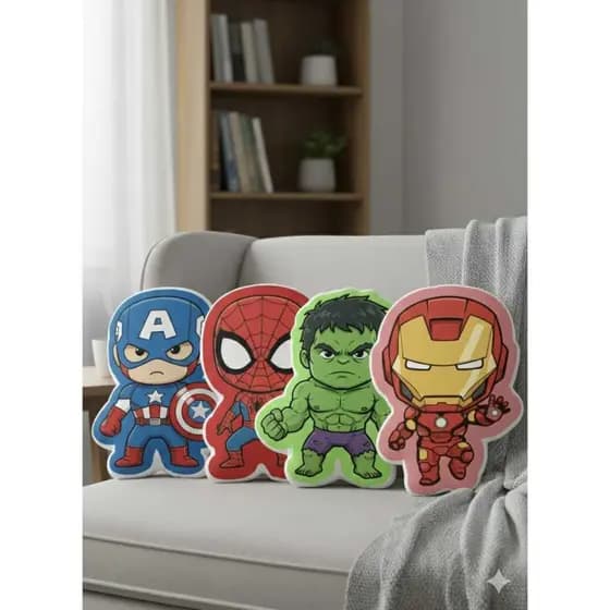 Kit 4 Almofadas Heróis Vingadores Marvel - Formato Divertido