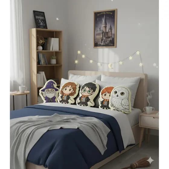 Magia de Hogwarts: Kit 5 Almofadas Harry Potter Decoração