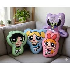 Almofada Meninas Superpoderosas 48cm | Lindinha, Florzinha, Docinho e Macaco Louco | Unitária ou Kit