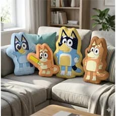 Almofadas Bluey e Família - Bingo Bandit Chilli Grande 48x40cm Macia
