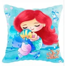 Capa de almofada Infantil 45x45 SEREIA ARIEL- TECIDO SUEDE ENVIO IMEDIATO