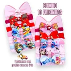 Kit 10 laços de bebê Lacinhos de Bebê laços de cabelo infantil Faixinha Tiarinha Rn Disney