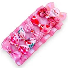 Kit 6 laços de bebê Lacinhos de Bebê Faixinha Tiarinha Rn Cetim laços de cabelo infantil Pink Baby