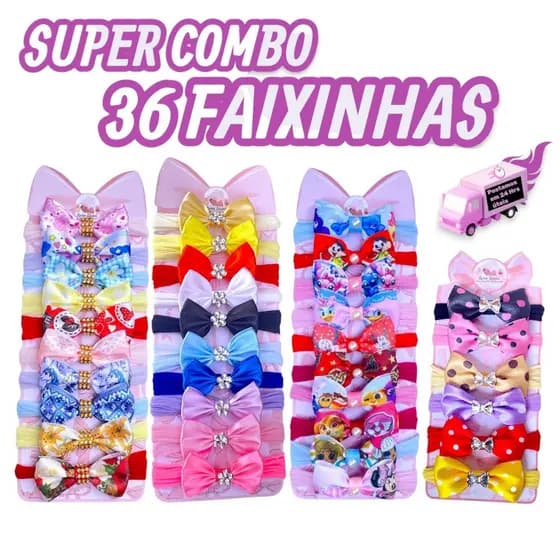 Kit 36 Laços Bebê – Faixinhas de Cabelo Infantil Cetim RN a 2 Anos – Conforto e Cores Variadas