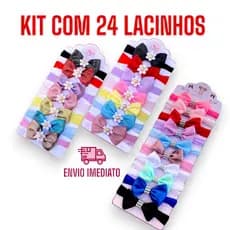 Kit 24 Faixas Laço para Bebê | Tiaras Confortáveis RN Menina | Acessório Infantil