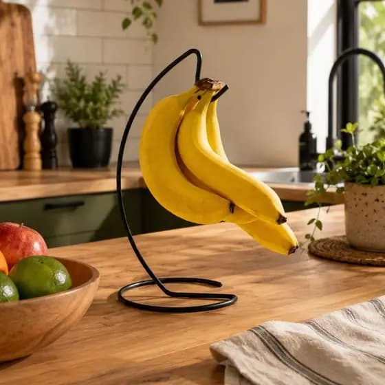 Suporte de Bananas Organizador de Frutas Mesa Cozinha Resistente Design Elegante Melhora Decoração