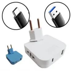 Adaptador de Tomada Bivolt Universal USB e Tipo C Articulado